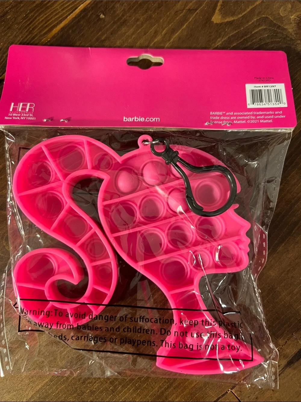 Barbie Hot Pink Silhouette Popper Fidget Keychain